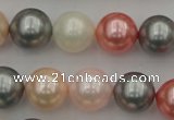 CSB376 15.5 inches 14mm round mixed color shell pearl beads