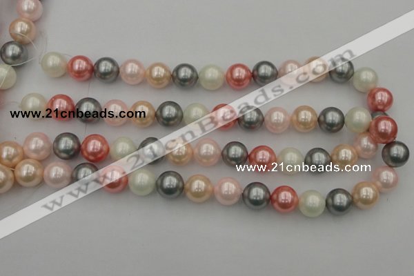 CSB376 15.5 inches 14mm round mixed color shell pearl beads