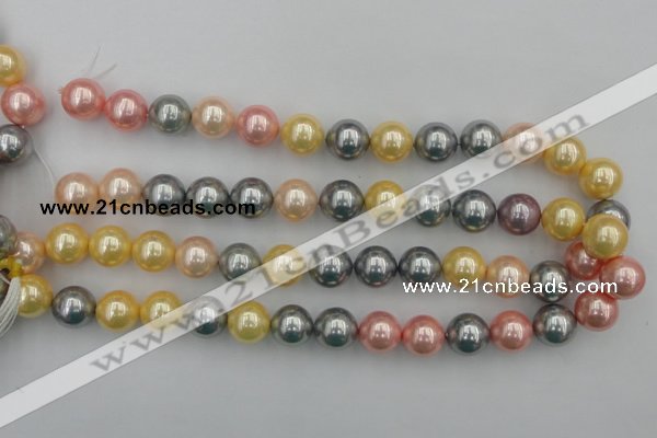 CSB377 15.5 inches 14mm round mixed color shell pearl beads