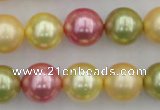 CSB378 15.5 inches 14mm round mixed color shell pearl beads