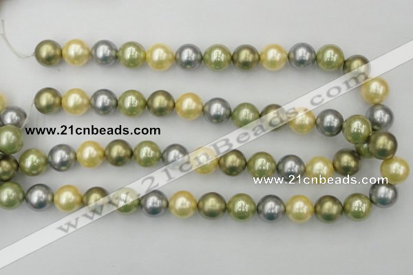 CSB380 15.5 inches 14mm round mixed color shell pearl beads