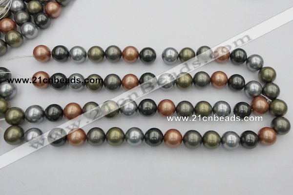 CSB382 15.5 inches 14mm round mixed color shell pearl beads