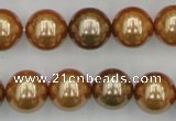 CSB387 15.5 inches 14mm round mixed color shell pearl beads