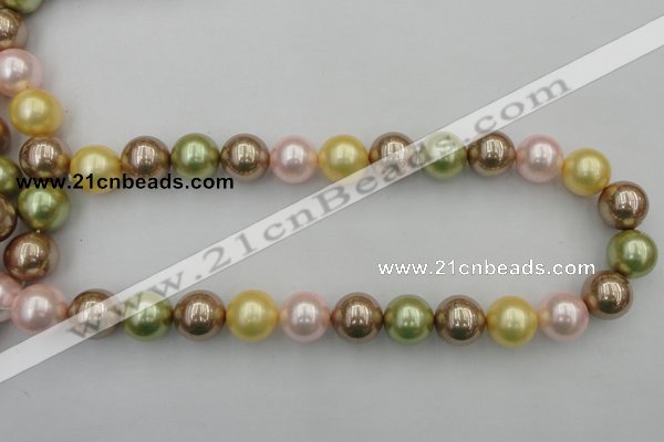 CSB393 15.5 inches 16mm round mixed color shell pearl beads