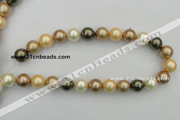 CSB394 15.5 inches 16mm round mixed color shell pearl beads