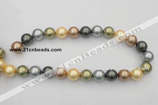 CSB395 15.5 inches 16mm round mixed color shell pearl beads