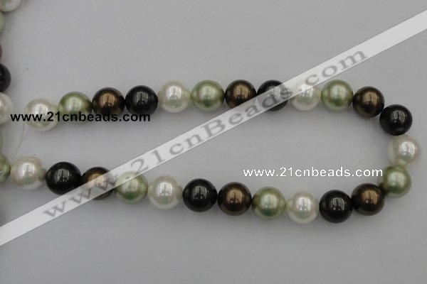 CSB396 15.5 inches 16mm round mixed color shell pearl beads