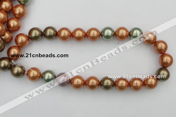 CSB397 15.5 inches 16mm round mixed color shell pearl beads