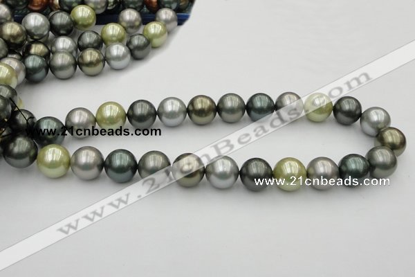 CSB398 15.5 inches 16mm round mixed color shell pearl beads