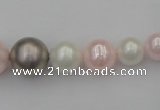 CSB406 15.5 inches 8mm - 16mm round mixed color shell pearl beads