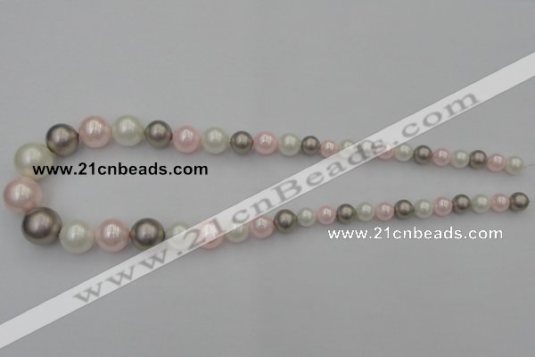 CSB406 15.5 inches 8mm - 16mm round mixed color shell pearl beads