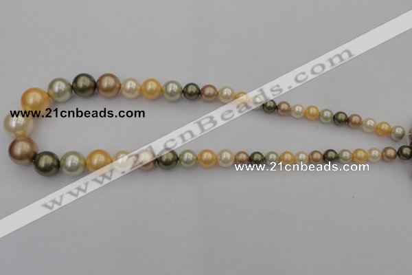 CSB407 15.5 inches 8mm - 16mm round mixed color shell pearl beads