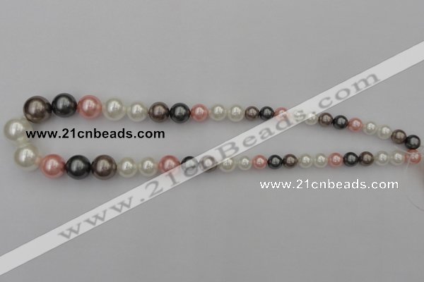 CSB408 15.5 inches 8mm - 16mm round mixed color shell pearl beads