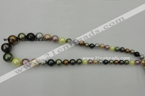 CSB409 15.5 inches 8mm - 16mm round mixed color shell pearl beads