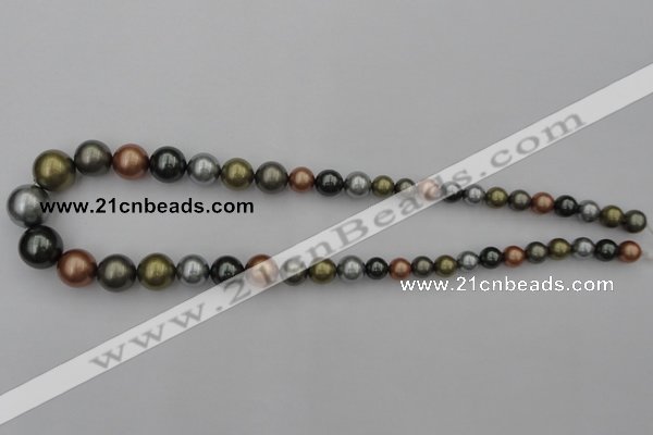 CSB410 15.5 inches 8mm - 16mm round mixed color shell pearl beads