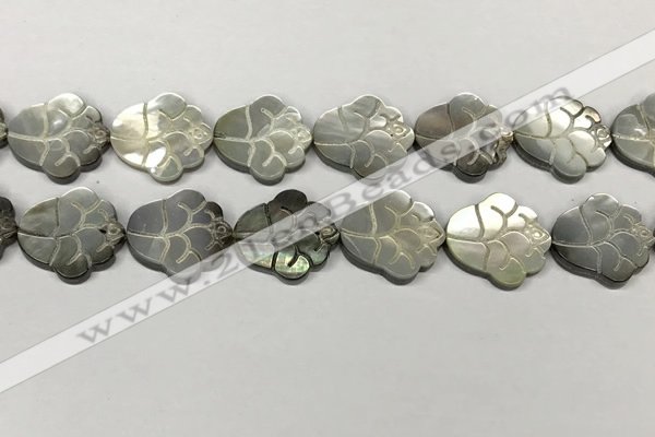 CSB4110 15.5 inches 15*20mm carved flower abalone shell beads