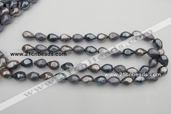 CSB418 12*15.5mm faceted teardrop mixed color shell pearl beads