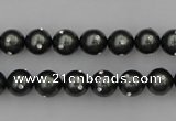 CSB440 15.5 inches 14mm round shell pearl with rhinestone beads