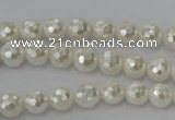 CSB450 15.5 inches 6mm faceted round shell pearl beads