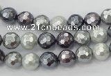 CSB460 15.5 inches 8mm faceted round mixed color shell pearl beads