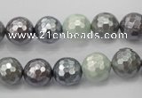 CSB461 15.5 inches 10mm faceted round mixed color shell pearl beads