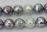 CSB462 15.5 inches 12mm faceted round mixed color shell pearl beads