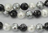 CSB471 15.5 inches 10mm faceted round mixed color shell pearl beads