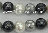 CSB474 15.5 inches 16mm faceted round mixed color shell pearl beads