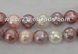 CSB491 15.5 inches 10mm faceted round mixed color shell pearl beads