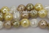 CSB521 15.5 inches 10mm faceted round mixed color shell pearl beads