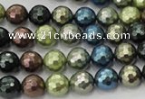 CSB531 15.5 inches 10mm faceted round mixed color shell pearl beads