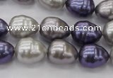 CSB551 15.5 inches 12*15mm whorl teardrop mixed color shell pearl beads