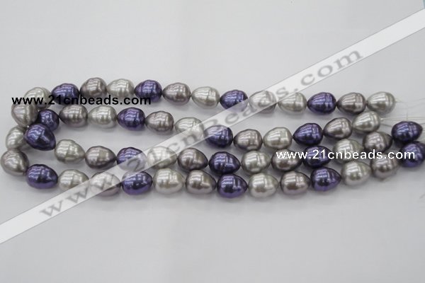 CSB551 15.5 inches 12*15mm whorl teardrop mixed color shell pearl beads