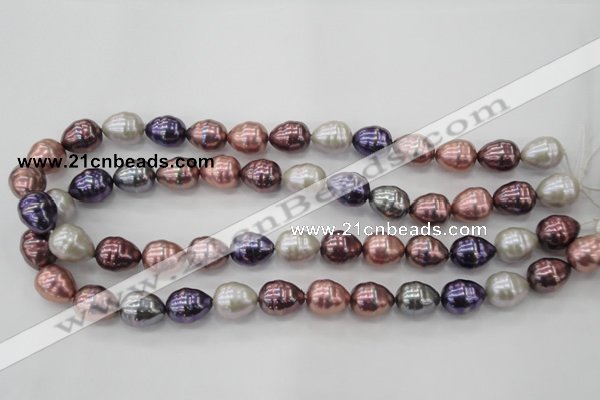 CSB553 15.5 inches 12*15mm whorl teardrop mixed color shell pearl beads