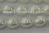 CSB557 15.5 inches 12*15mm whorl teardrop shell pearl beads