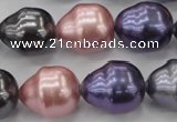 CSB573 15.5 inches 16*19mm whorl teardrop mixed color shell pearl beads