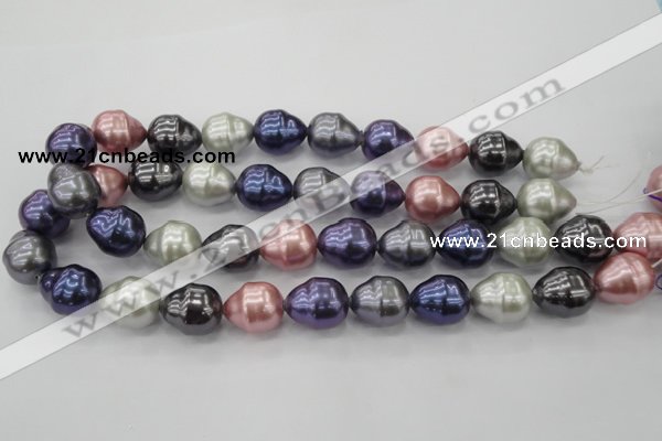 CSB573 15.5 inches 16*19mm whorl teardrop mixed color shell pearl beads