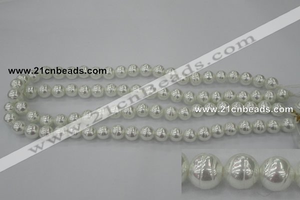 CSB600 15.5 inches 10mm whorl round shell pearl beads