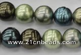 CSB623 15.5 inches 14mm whorl round mixed color shell pearl beads