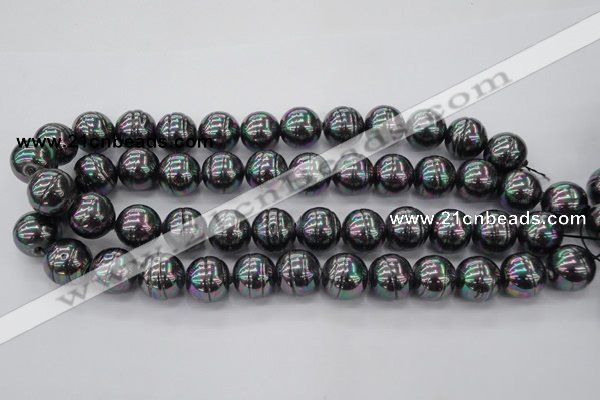 CSB638 15.5 inches 16mm whorl round shell pearl beads