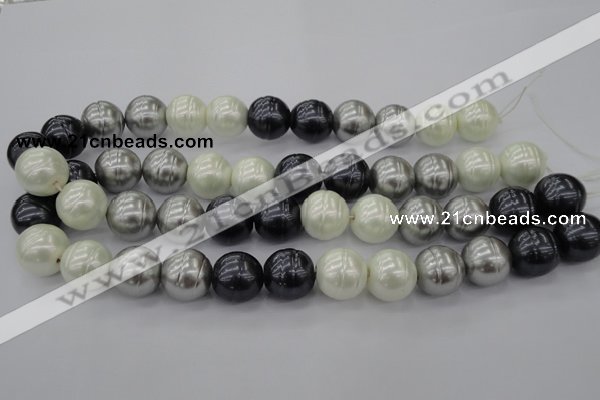 CSB650 15.5 inches 18mm whorl round mixed color shell pearl beads