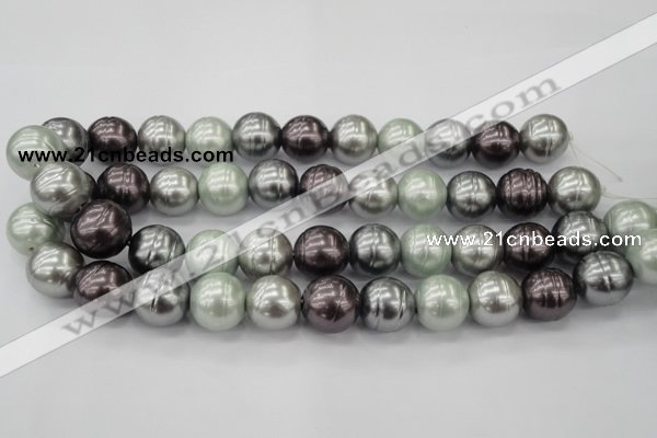 CSB651 15.5 inches 18mm whorl round mixed color shell pearl beads