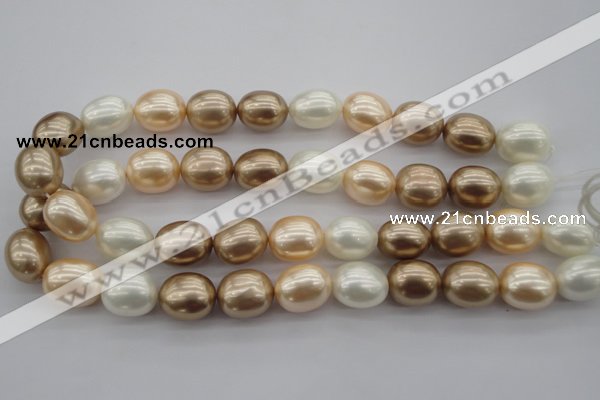 CSB678 15.5 inches 16*19mm oval mixed color shell pearl beads