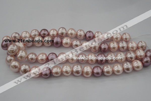 CSB693 15.5 inches 13*15mm oval mixed color shell pearl beads