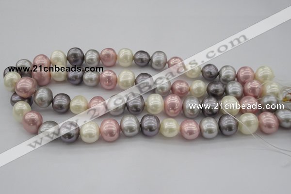 CSB694 15.5 inches 13*15mm oval mixed color shell pearl beads