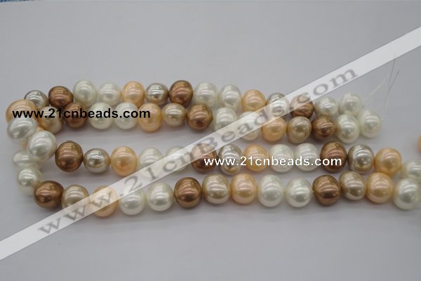 CSB695 15.5 inches 13*15mm oval mixed color shell pearl beads