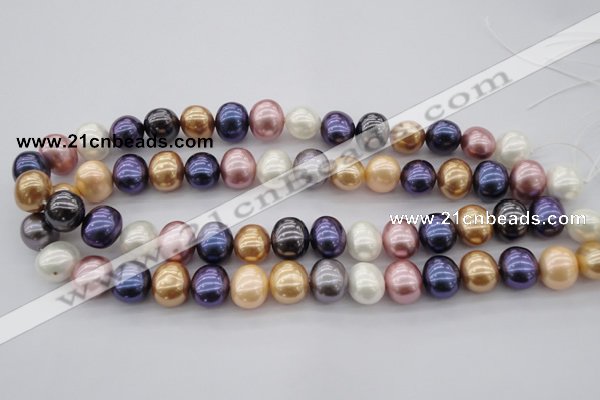 CSB696 15.5 inches 13*15mm oval mixed color shell pearl beads