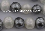 CSB697 15.5 inches 13*15mm oval mixed color shell pearl beads