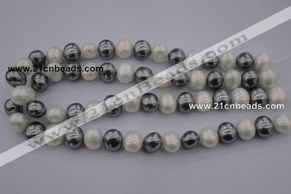 CSB697 15.5 inches 13*15mm oval mixed color shell pearl beads