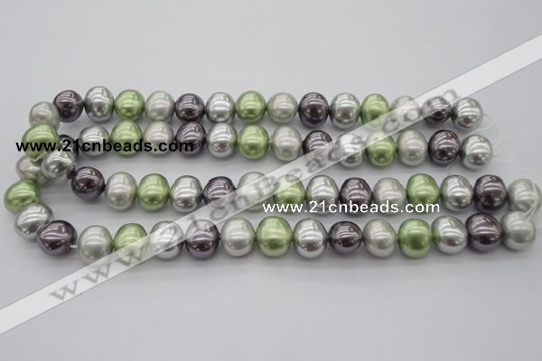 CSB698 15.5 inches 13*15mm oval mixed color shell pearl beads